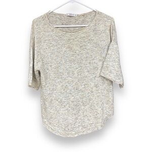 ZARA Knit Speckled Heather Gray Women’s 3/4 Sleeve Lightweight Sweater Top Small